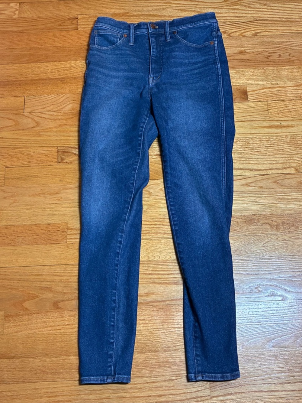 Madewell 10" High-Rise Skinny Jeans 30 Tall Dark Indigo Blue Stretch Button Fly